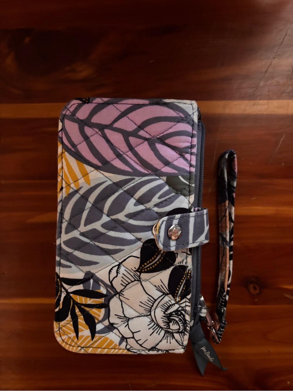 Vera Bradley Quilted Floral Wristlet Wallet in Purple, Gray, Yellow